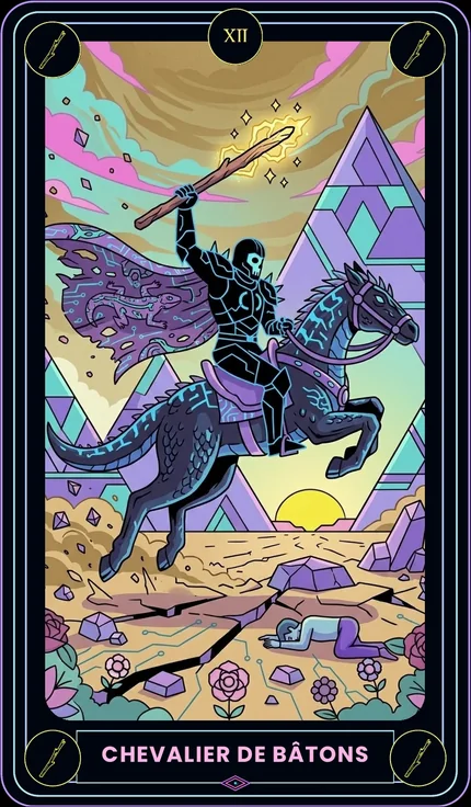 Carte Le Chevalier de Bâtons du tarot Geek & Witchy.