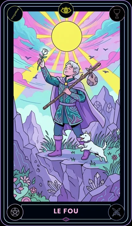 Carte Le Fou du tarot Geek & Witchy.